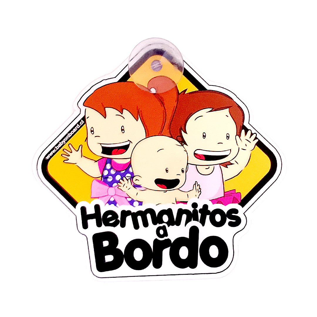Letrero "prototipo" ventosa, Hermanitos 2 niñas mayores de niño