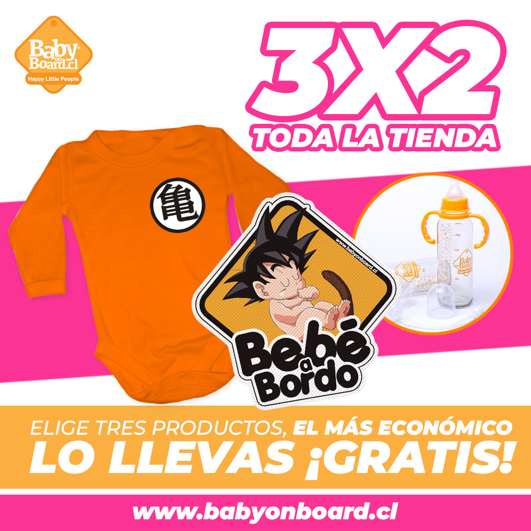 Pack Body Dragon Ball + Letrero Bebe a Bordo y Mamadera Gratis 3x2