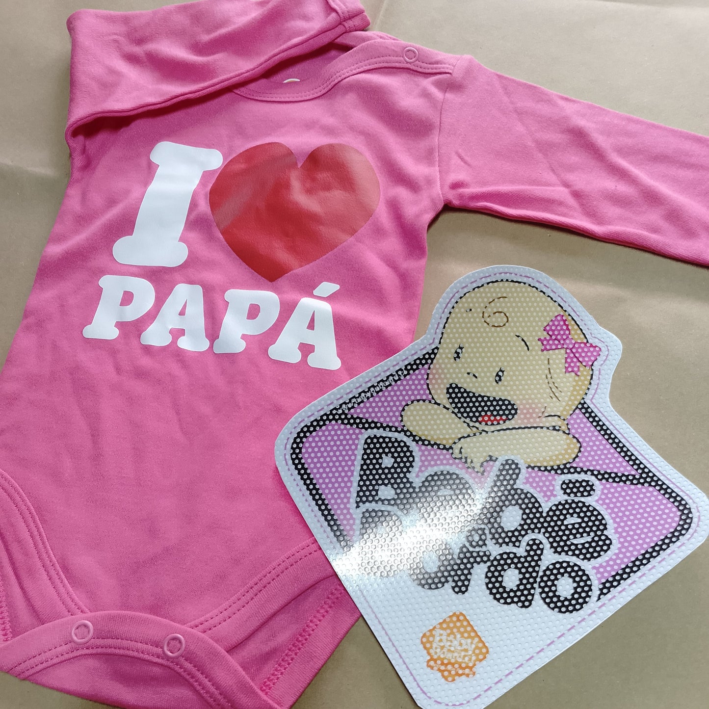 Día papá body + letrero W.vision I love fucsia