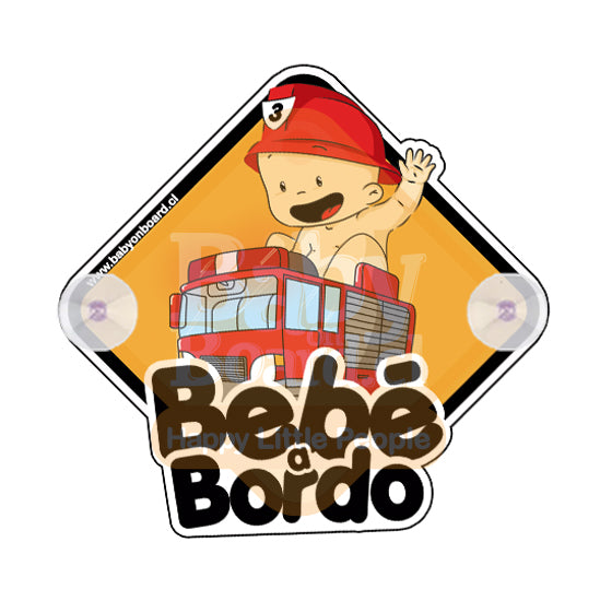Letrero Bebé a Bordo Chupones Carro Bombero