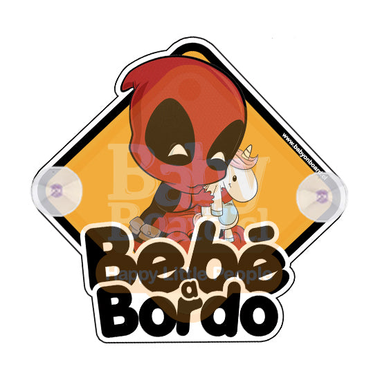 Letrero Bebé a Bordo Chupones BabyDeadpool