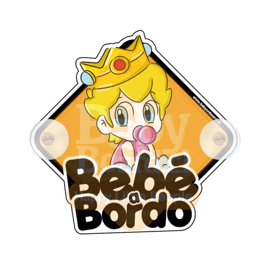 Letrero Bebé a Bordo BabyPrincesaPeach con chupones