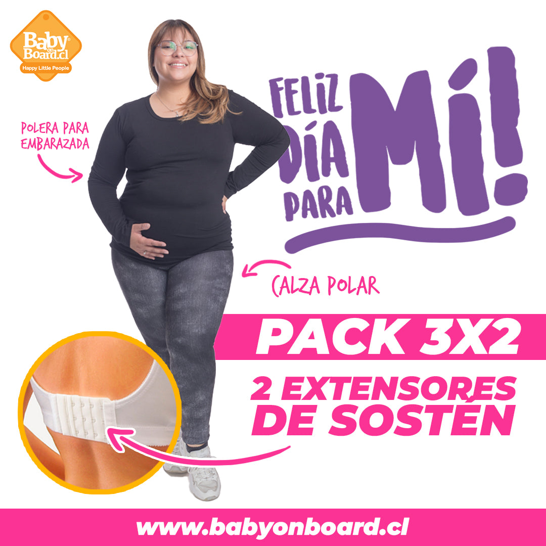 Polera para Embarazada Negra + Calza para Embarazada Polar Jaspeada + Extensor de Sosten