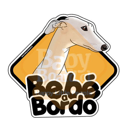 Letrero Galgo a Bordo - Blanco