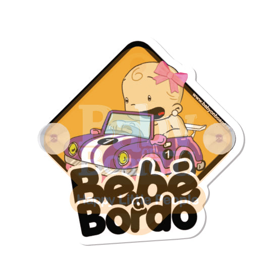 Letrero Bebe a Bordo Chupones Niña Automóvil
