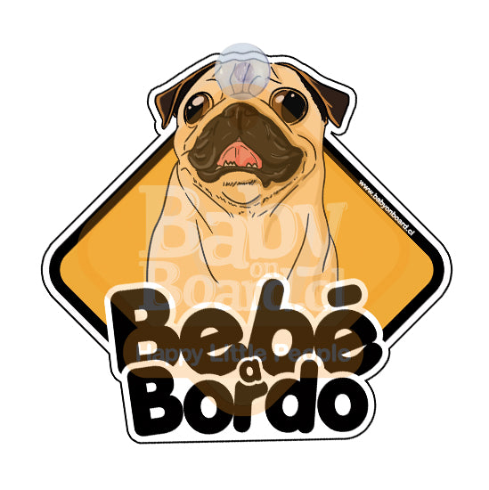 Letrero Pug a Bordo - Café