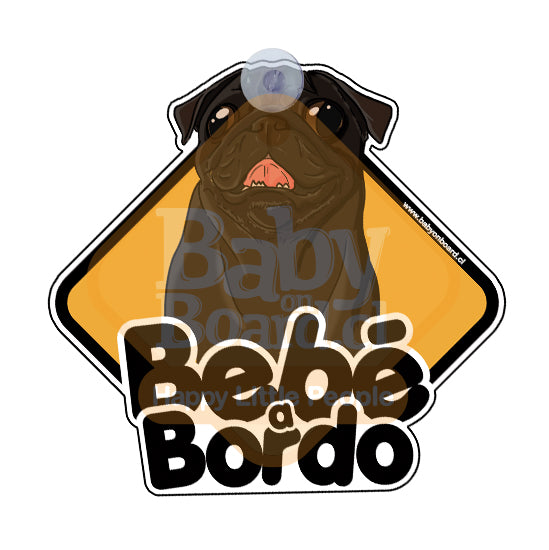Letrero Pug a Bordo - Negro