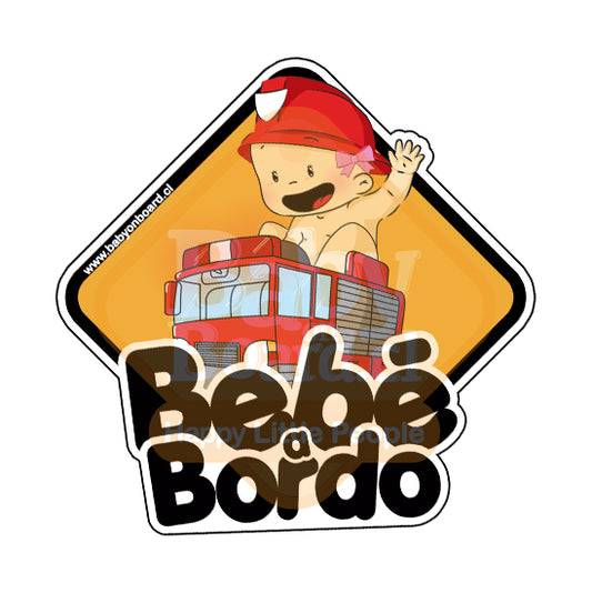 Letrero Bebé a Bordo Carro Bombera