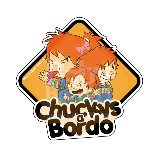 Letrero Bebé a Bordo Chuckys a Bordo 3 Hermanos (Niña mayor de dos niños)