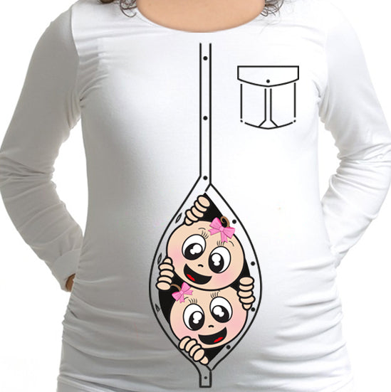 #027.- Polera Embarazada Botón Gemelas