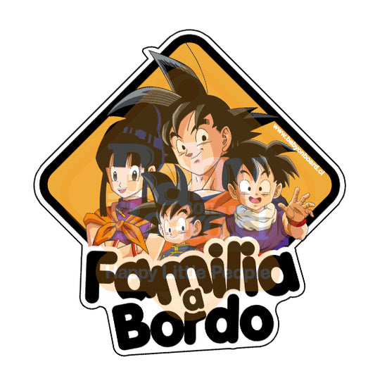 Letrero Bebé a Bordo FamiliaGokú-Milk-Gohan-Goten