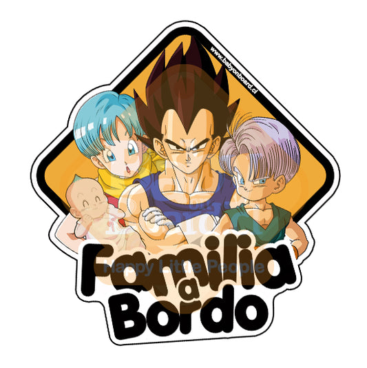 Letrero Bebé a Bordo FamiliaVegeta + BoyTrunks + BabyBra