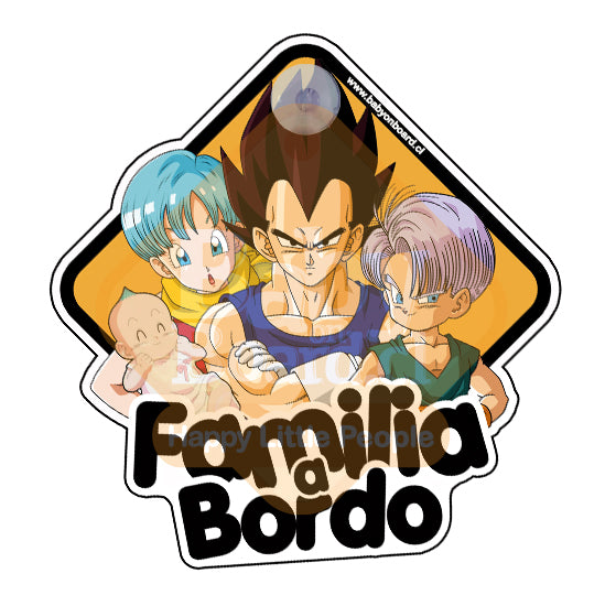 Letrero Bebé a Bordo FamiliaVegeta + BoyTrunks + BabyBra