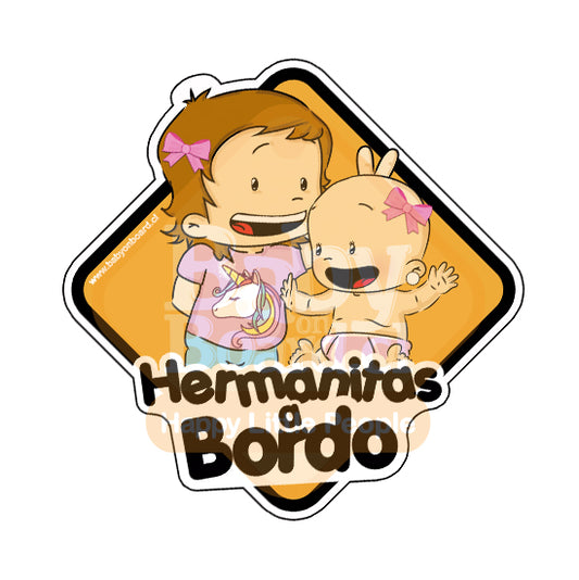 Letrero Bebé a Bordo Hermanitas, Hermana Mayor de niña