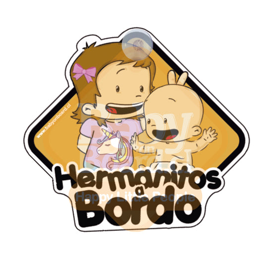 Letrero Bebé a Bordo Hermanitos, Hermana Mayor de niño