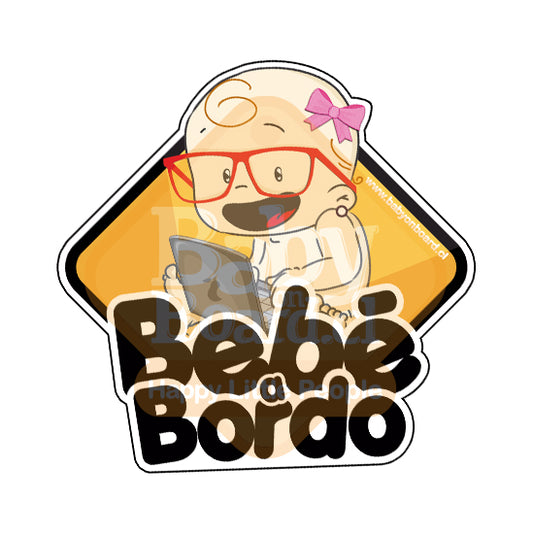 Letrero Bebé a Bordo Hipster Niña