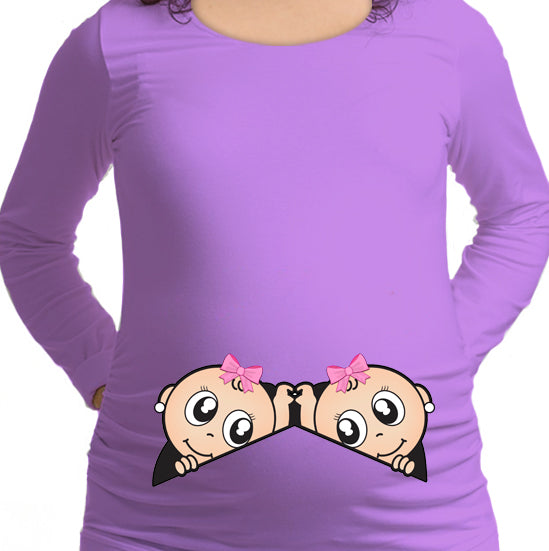 #075 Polera Embarazada Gemelas asomadas