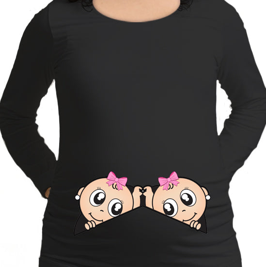#075 Polera Embarazada Gemelas asomadas