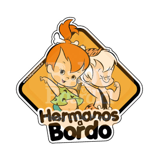 Letrero Hermanos a Bordo BabyPebbles - BabyBamBam