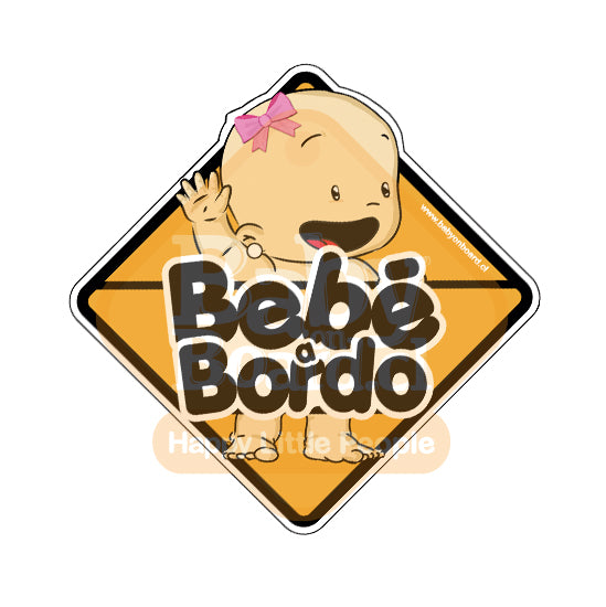 Letrero Bebé a Bordo Saludo niña - Caja 6 unidades