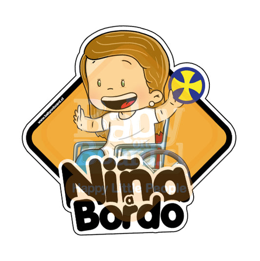 Letrero Bebé a Bordo Silla Ruedas Niña Castaño