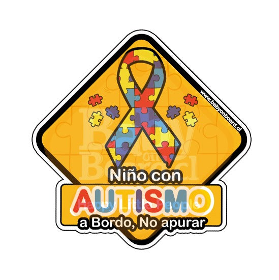 Letrero Bebé a Bordo Niño con Autismo (Lazo)