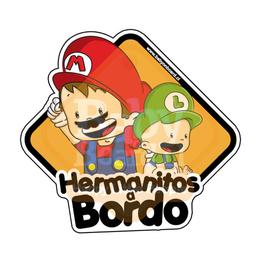 Letrero Bebé a Bordo BoyMario + BabyLuigi