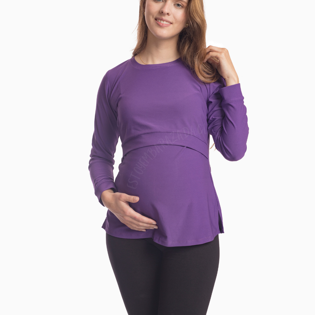 Polera Lactancia Morada Manga Larga