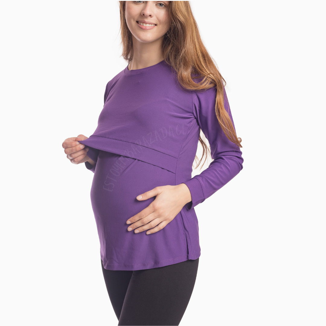 Polera Lactancia Morada Manga Larga