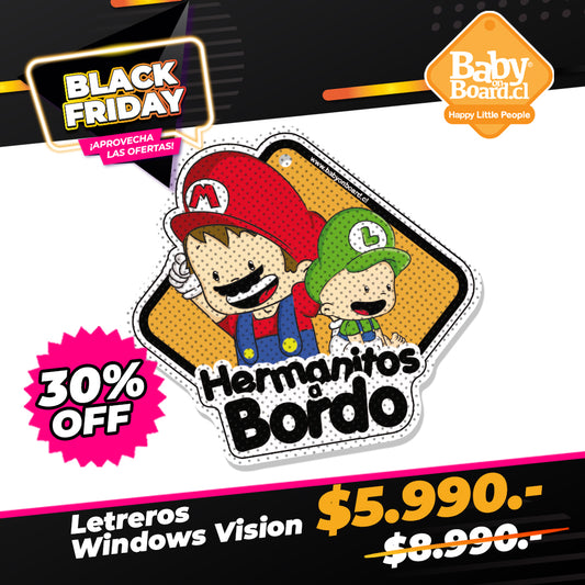 Letrero Bebé a Bordo BoyMario + BabyLuigi