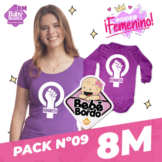 Pack Feminista Mamá y Bebé + Letrero Bebe a Bordo Niña