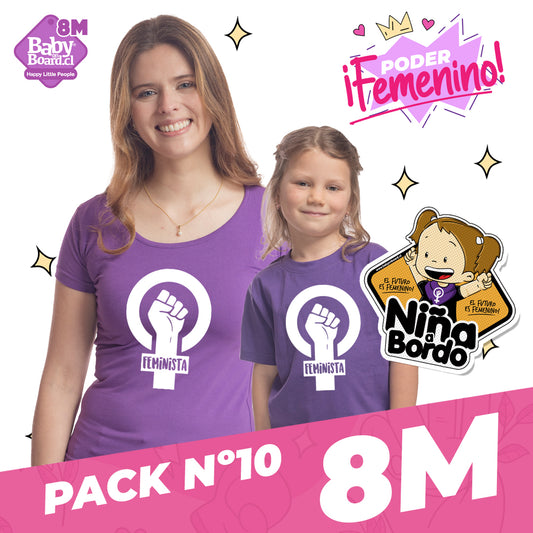 Pack Poleras Feminista Mama e Hija + Letrero Niña a Bordo