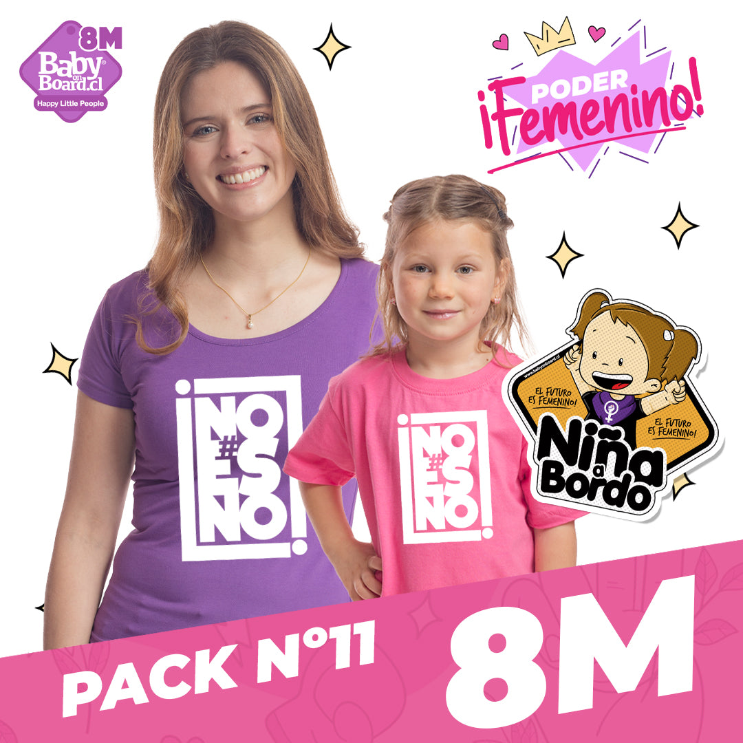 Pack Poleras "NO ES NO" + Letrero Niña a Bordo