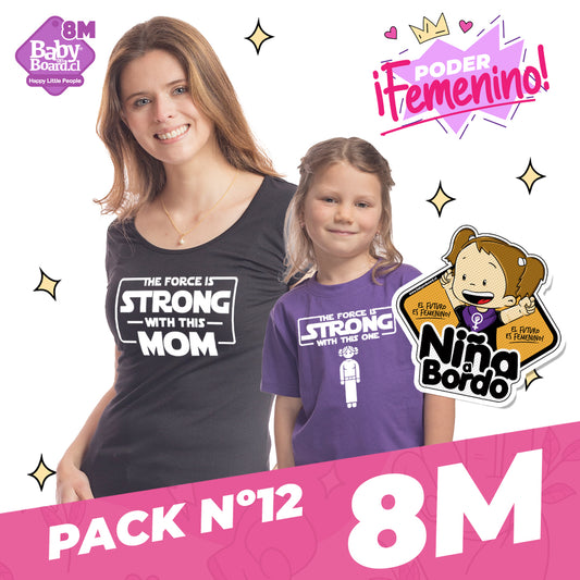 Packs Poleras Mama e Hija "The force is strong" + Letrero Niña a Bordo