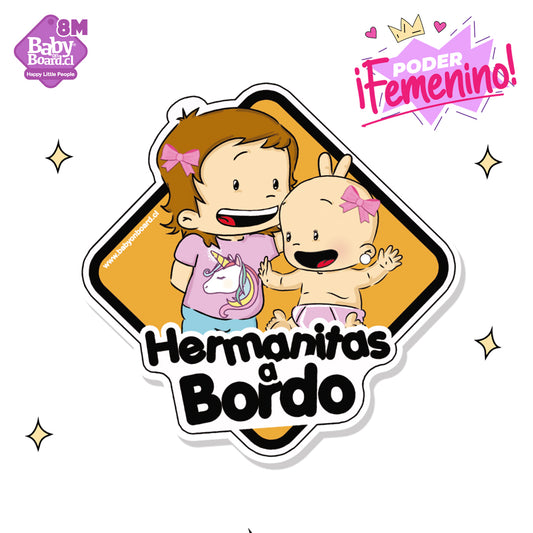 Letrero Bebé a Bordo Hermanitas, Hermana Mayor de niña