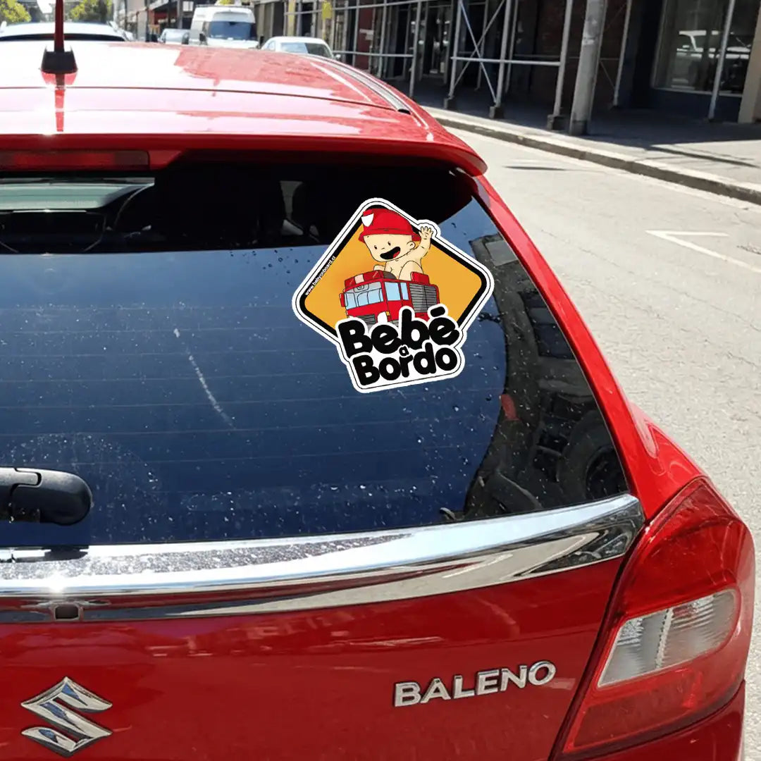 Letrero Bebé a Bordo Carro Bombero Adhesivo