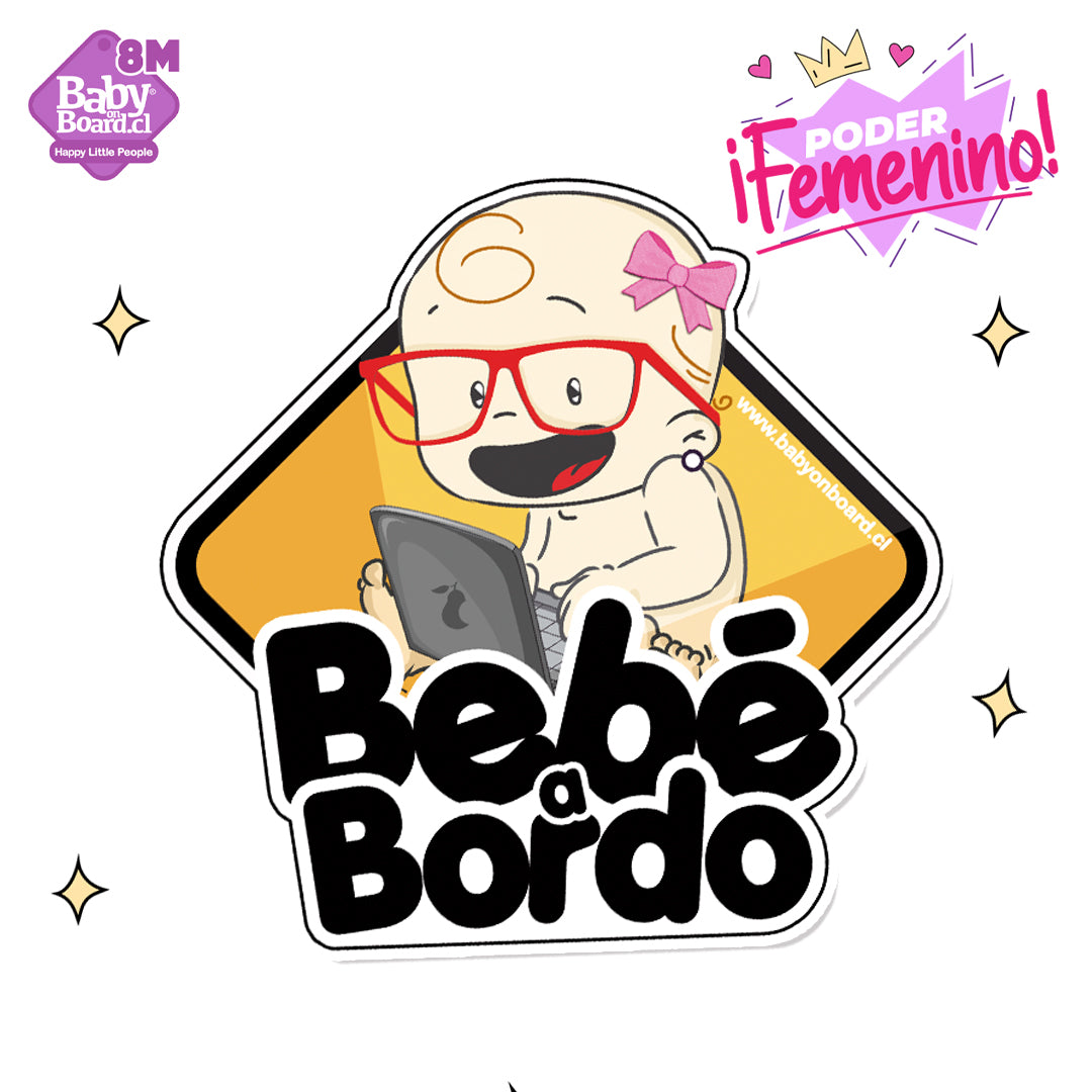 Letrero Bebé a Bordo Hipster Niña