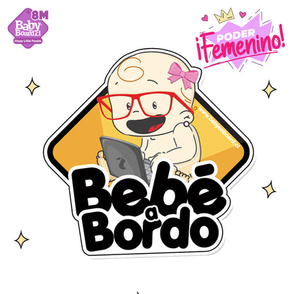 Letrero Bebé a Bordo Hipster Niña