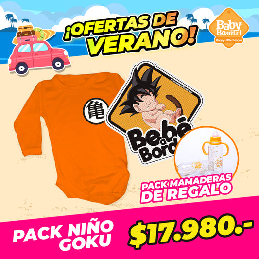 Pack Goku Body Bebé + Letrero + Mamadera