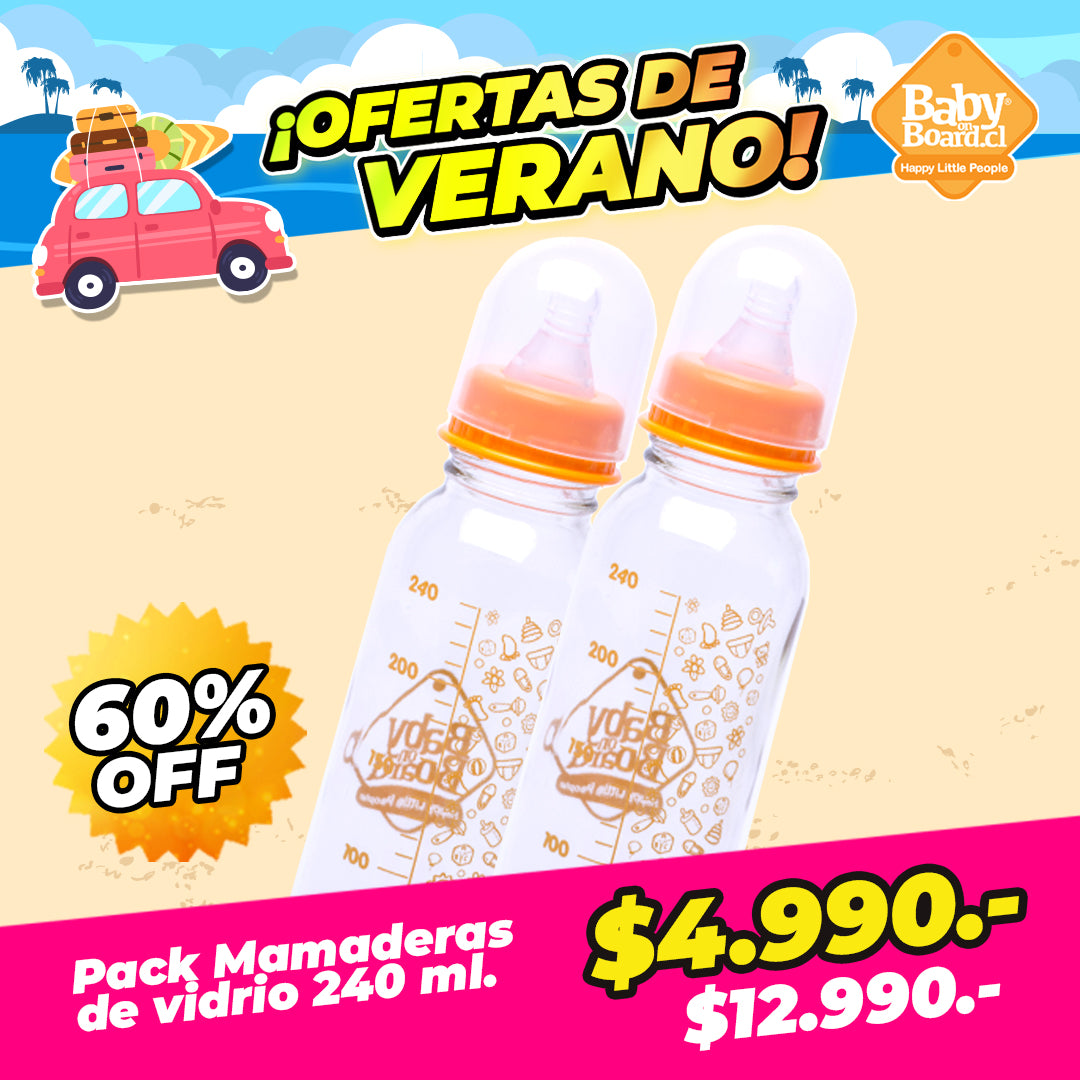 Kit de 2 Mamaderas de Vidrio 240 ML