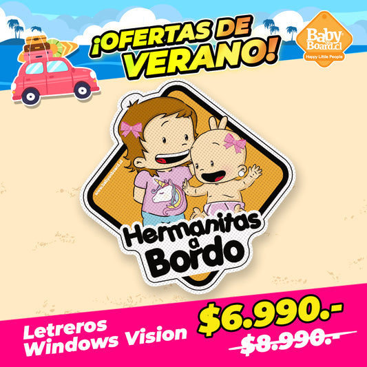 Letrero Bebé a Bordo Hermanitas, Hermana Mayor de niña