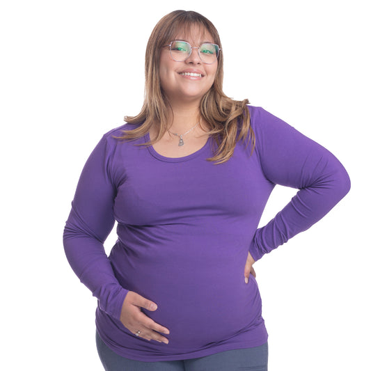 Polera Embarazada Sin Estampado - MORADA