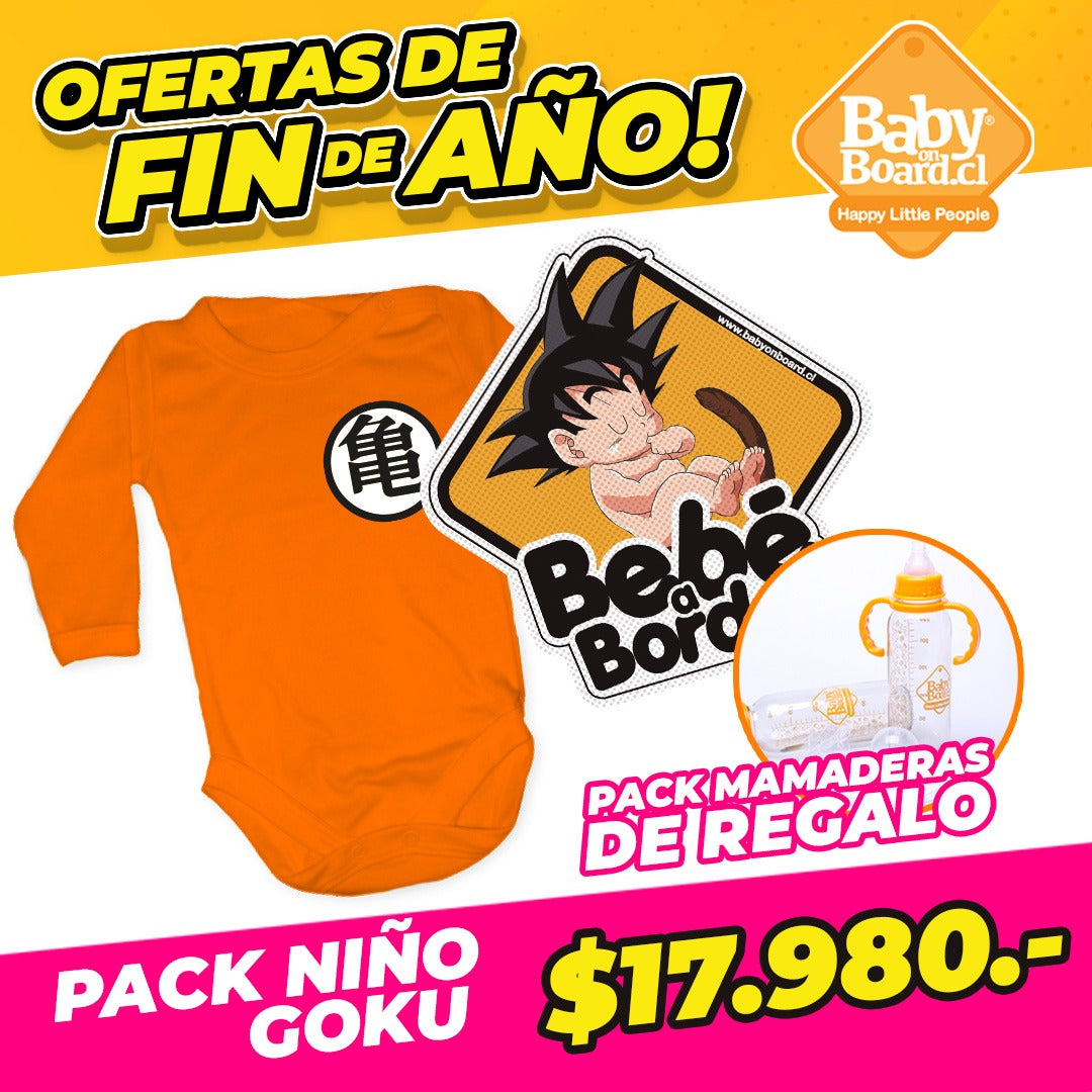 Pack Goku Body Bebé + Letrero + Mamadera