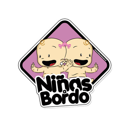 Letrero Hermanitas a Bordo bebés pañales