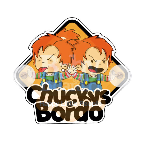 Letrero Bebé a Bordo Chuckys hermanos mixtos