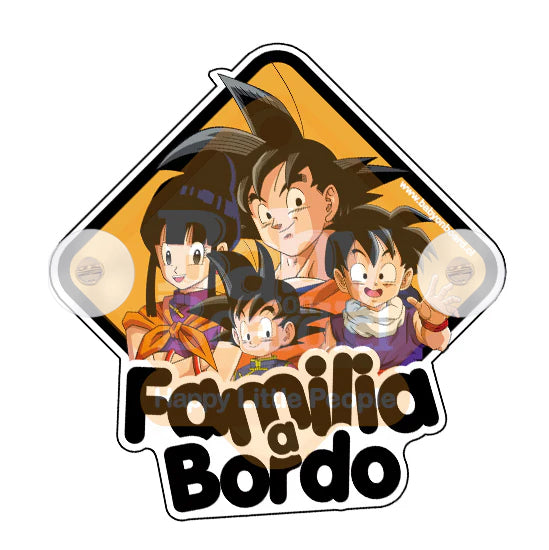 Letrero Bebé a Bordo FamiliaGokú-Milk-Gohan-Goten