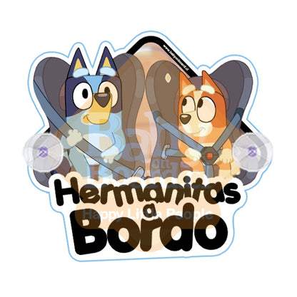 Letrero Bebé a Bordo BabyBluey&Bingo en silla