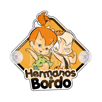 Letrero Hermanos a Bordo BabyPebbles - BabyBamBam