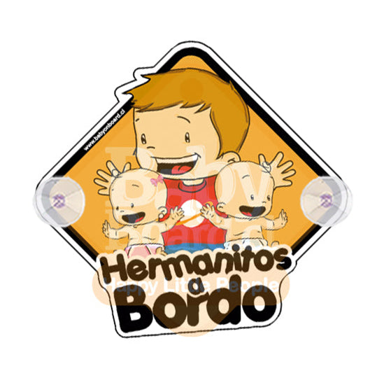 Letrero Bebé a Bordo Hermanitos a Bordo - hermano mayor de mellizos niño niña