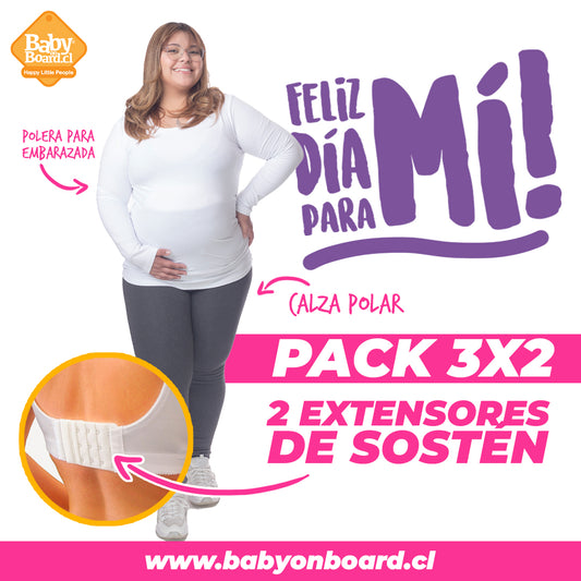 Polera para Embarazada Blanca Bamboo + Calza para Embarazada Polar Gris + Extensor de Sosten